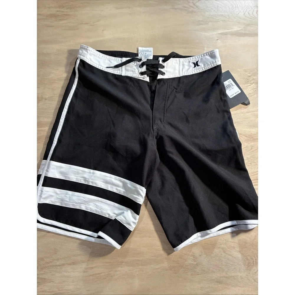 NWT Men's 18 Hurley Block Party Black White Board‎ Shorts Trunks Swimsuit 18/29